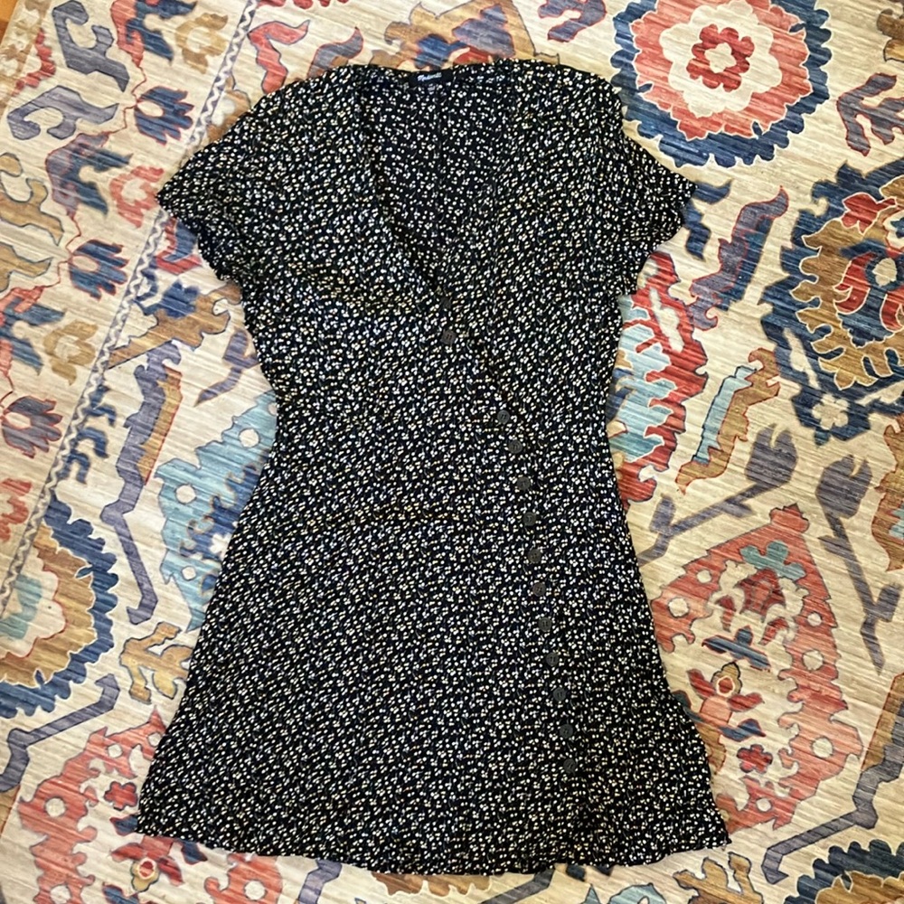 Floral Black Wrap Dress
